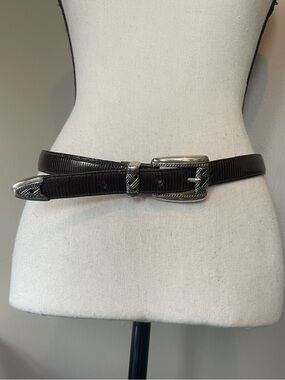 Brighton Dark Brown Textured Leather Belt